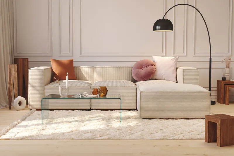 Cubo 1-sits  Rektangulär Fotpallsmodul i Manchester 120 cm bred - Beige - Möbler - Stolar & fåtöljer - Pall & puff - Fotpall