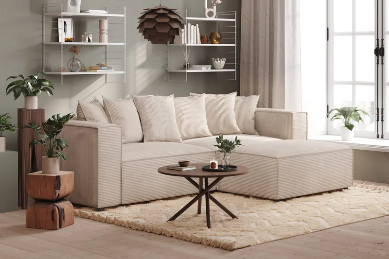 Cubo 1-sits  Rektangulär Fotpallsmodul i Manchester 120 cm bred - Beige - Möbler - Stolar & fåtöljer - Pall & puff - Fotpall