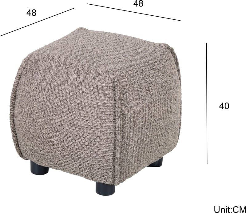 Pall 48x48 cm i mörkbeige bouclè - Gråbrun - Möbler - Stolar & fåtöljer - Pall & puff - Sittpuff
