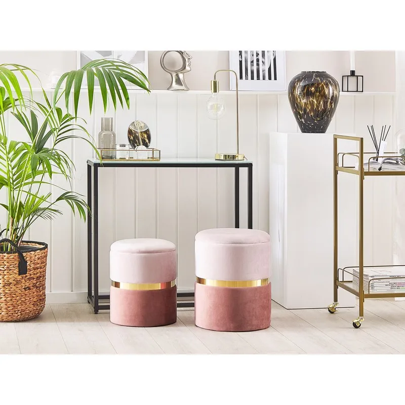 Puff Wichita 2-pack - Rosa, guld - Möbler - Stolar & fåtöljer - Pall & puff - Sittpuff