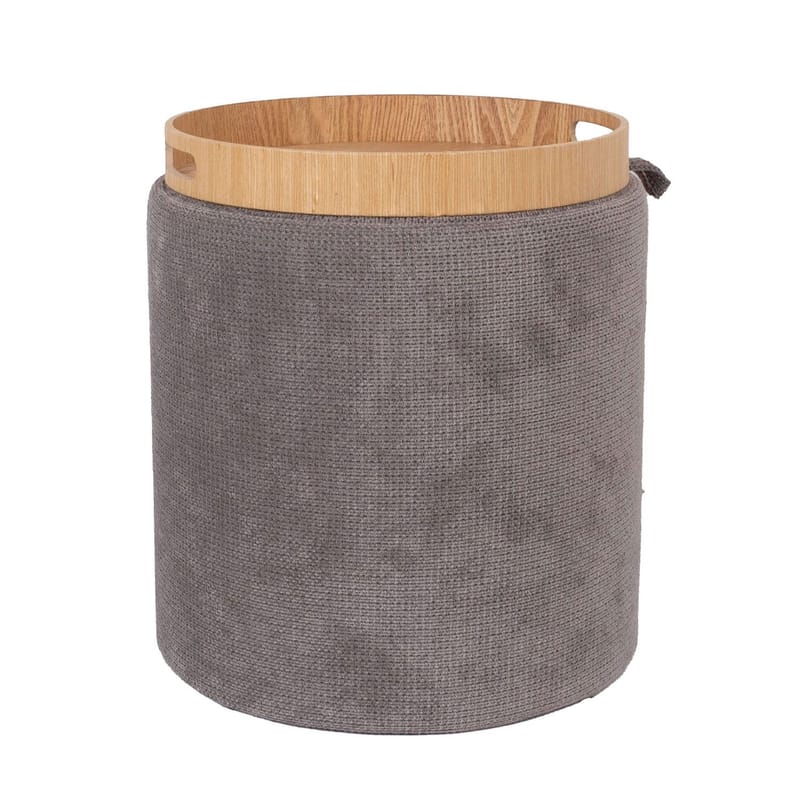 Ottoman/bord Hiro med förvaring och bricka 34,5x37 cm, Grå