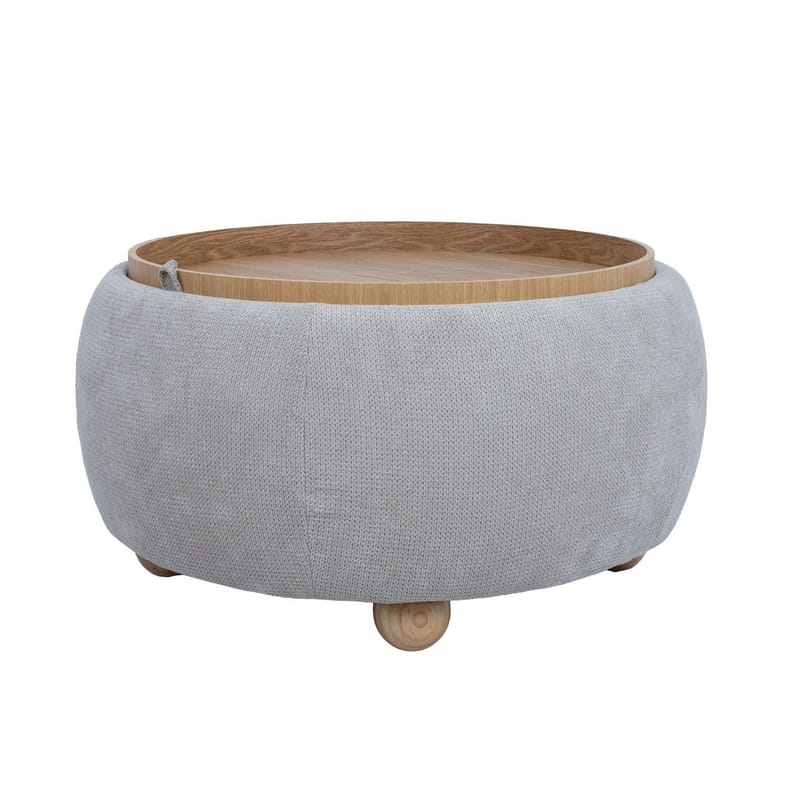 Ottoman/bord Hiro med förvaring och bricka 67x38 cm, Beige