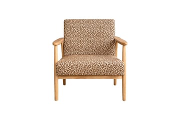 Runbert Retro Fåtölj i Chenille med Armstöd och Trästativ - Brun - Möbler - Stolar & fåtöljer - Fåtölj
