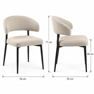 Sawako Matstol & Köksstol i Tyg med Svarta Metallben - Beige - Möbler - Stolar & fåtöljer - Matstol & köksstol
