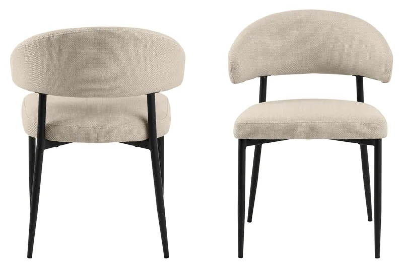 Sawako Matstol & Köksstol i Tyg med Svarta Metallben - Beige - Möbler - Stolar & fåtöljer - Matstol & köksstol