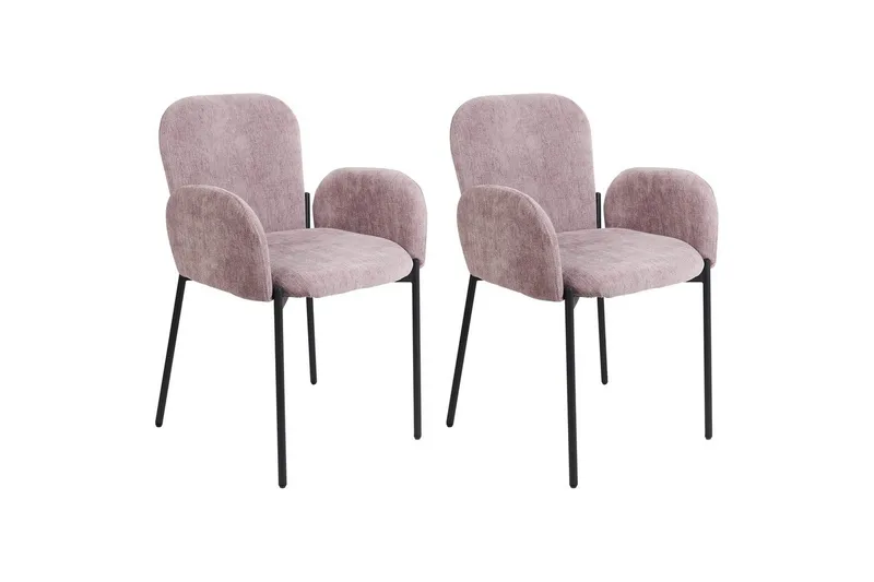 Set med 2 matstolar Albee, Rosa, Svart