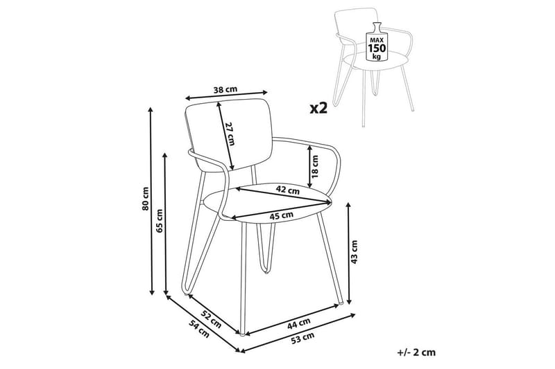 Set med 2 matstolar Elko - Vit, Svart - Möbler - Stolar & fåtöljer - Matstol & köksstol