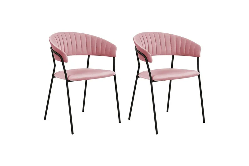 Set med 2 matstolar Mariposa, Rosa, Svart/Sammet