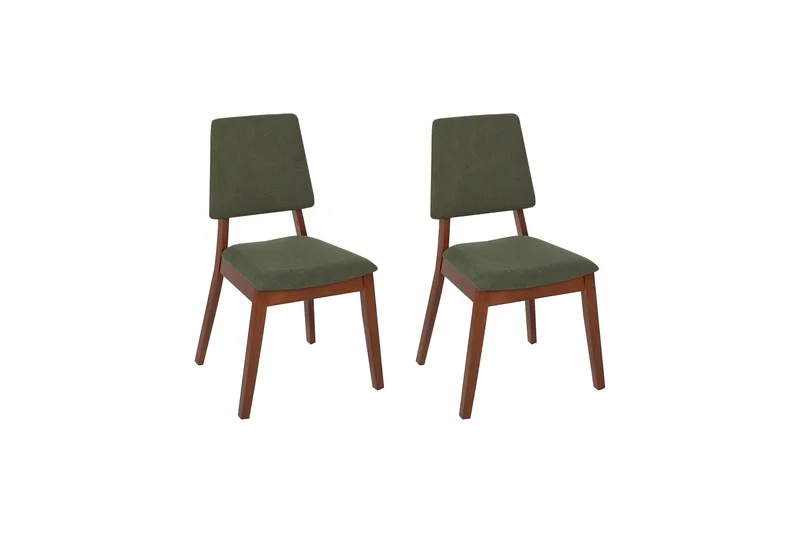 Set med 2 matstolar Merrill, Mörkt trä, grönt