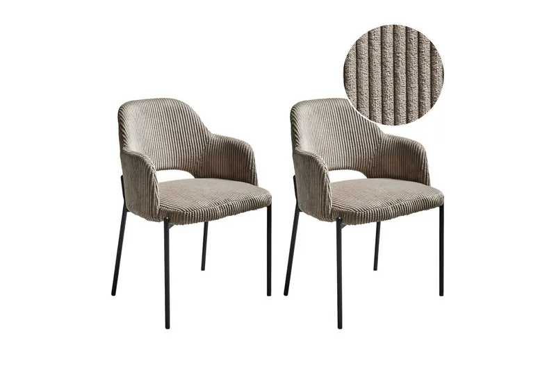 Set med 2 matstolar Raton, Beige, svart