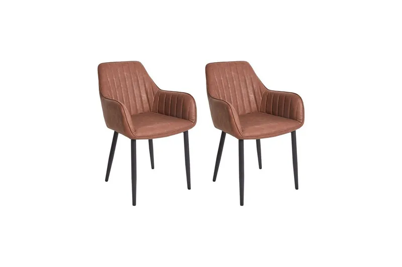 Set med 2 matstolar Wellston, Brun, Svart