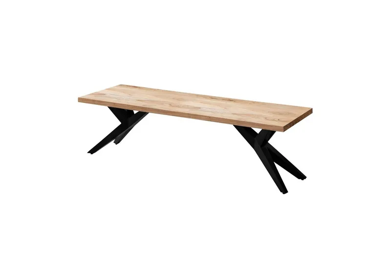 Matbänk Wohnling massivt trä i modern loftstil med metallben 175 cm, 175 cm