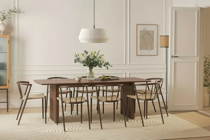 Winston Matstol & Köksstol med Rottingutseende och Metallben i Rökt Ek-utseende - Beige - Möbler - Stolar & fåtöljer - Matstol & köksstol