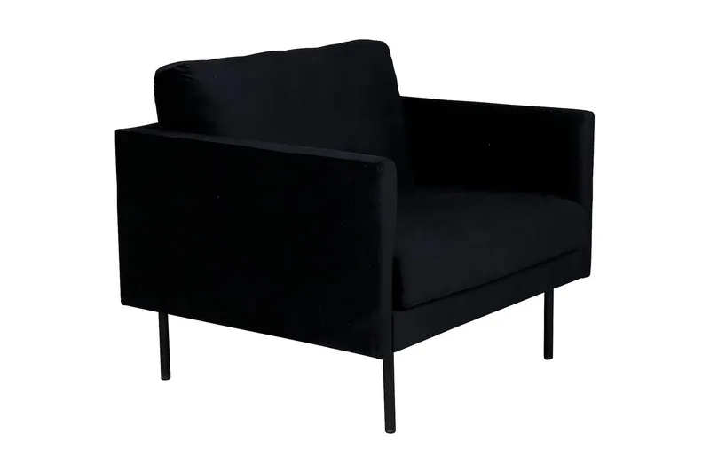 Zoom Modern Fåtölj i Sammet med Metallben, Svart