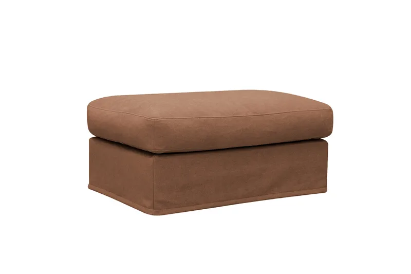 Valencia Extra Djup 3-sits soffa + fotpall med avtagbar och tvättbar klädsel - Rostbrun - Möbler - Soffa