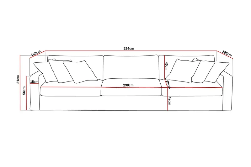Valencia Extra Djup 5-sits Soffa med avtagbar och tvättbar klädsel - Rostbrun - Möbler - Soffa
