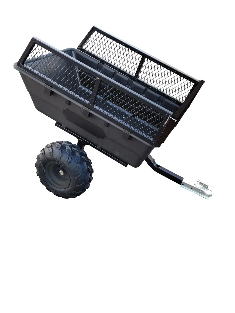 Robust ATV-Vagn med mesh | 700KG Lastkapacitet & terränghjul | Svart