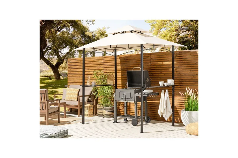 Lusthus Naro Beige/svart - Beige/svart - Utemöbler - Solskydd - Paviljong - Paviljong med tak