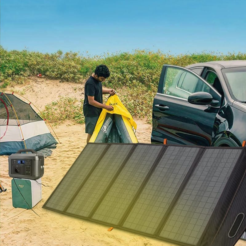 Portabel solpanel 100W | Vikbar | Ladda 3 enheter samtidigt - Sport & fritid - Camping & vandring - Friluftsutrustning