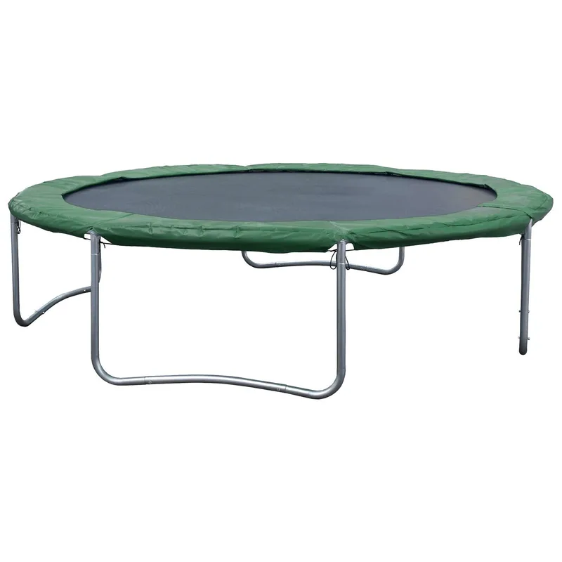 Studsmatta med skyddskant 426 cm, grön kantskydd, svart hoppmatta