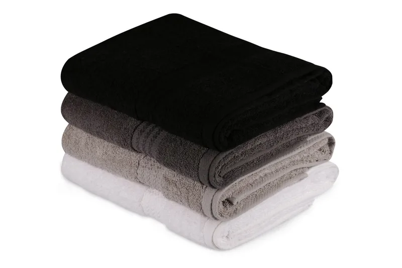 Hobby Badhandduk 70x140 cm 4-pack, Vit/Grå/Mörkgrå/Svart