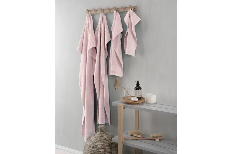 Duschhandduk Basic Frotté 65 x 130 cm - Rosa - Textil & mattor - Badrumstextilier - Handduk