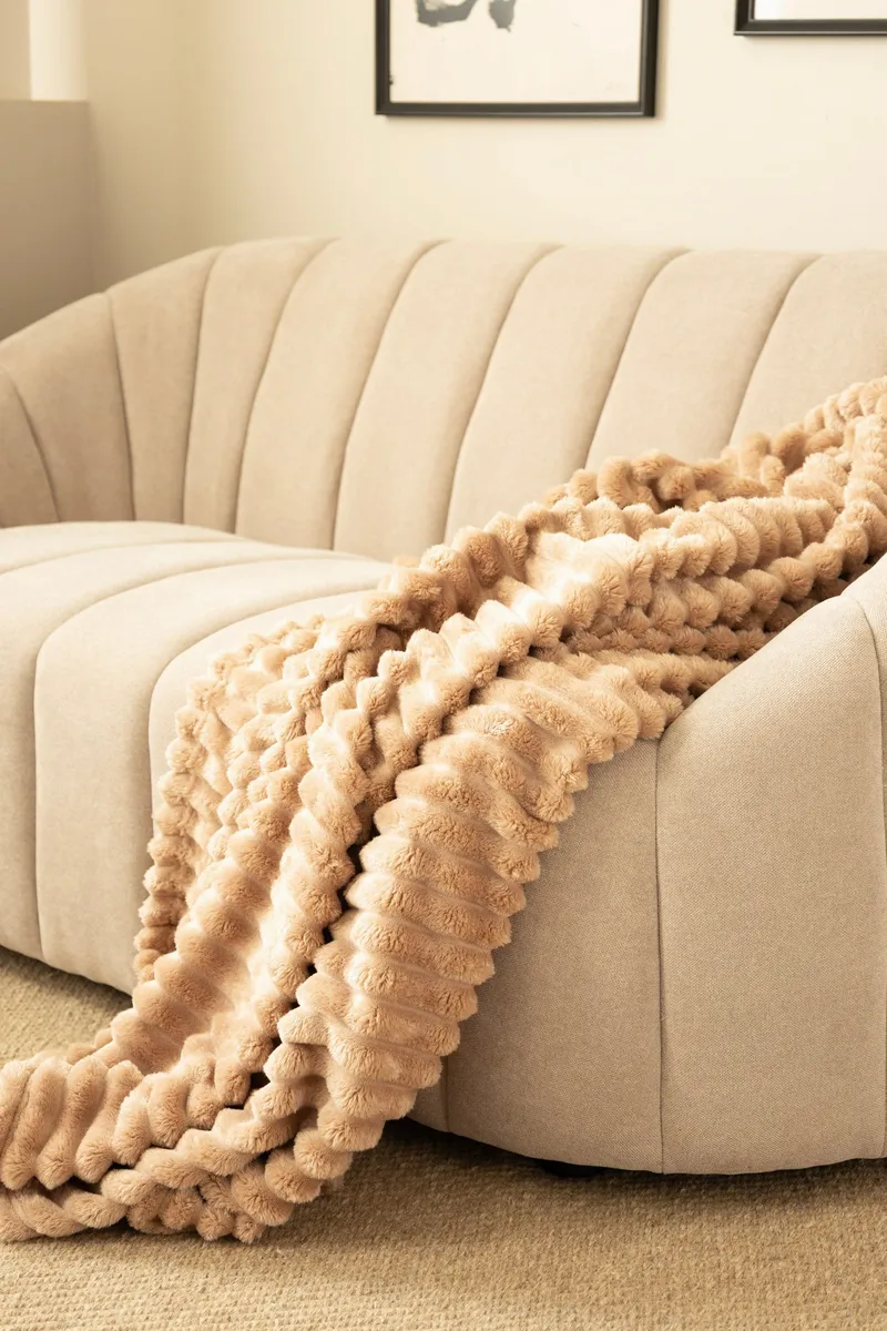 Pläd Stripe 130x170 cm, Karamell