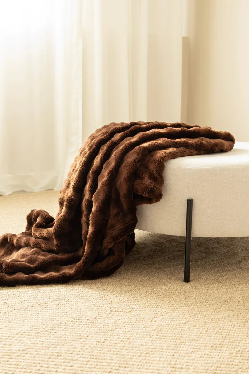 Pläd Pom Pom 130x170 cm, Brown