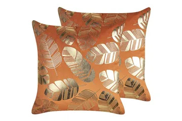 Prydnadskuddar Sunflower set om 2 Orange/guld - Orange/guld - Textil & mattor - Filtar, kuddar & plädar - Utekudde