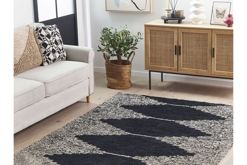 Bathinda Ryamatta 140x200 cm - Svart/Vit - Textil & mattor - Mattor - Modern matta - Bomullsmatta