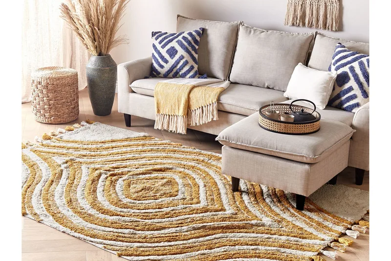 Bingol Ryamatta 140x200 cm - Gul - Textil & mattor - Mattor - Modern matta - Bomullsmatta