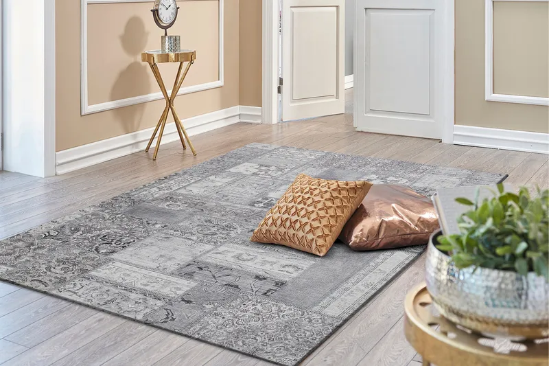 Patchwork Wiltonmatta 200x290 cm Rektangulär - Silver - Textil & mattor - Mattor - Orientaliska mattor - Patchwork matta