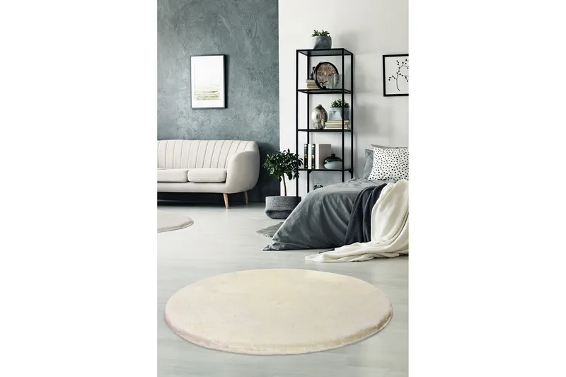 Vigentino Matta Rund 90 cm - Beige/Akryl - Textil & mattor - Mattor - Modern matta - Ryamatta & luggmatta