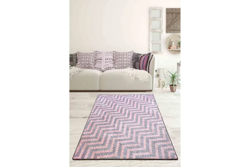 Babilas Entrematta 80x300 cm, Rosa/Grå/Sammet