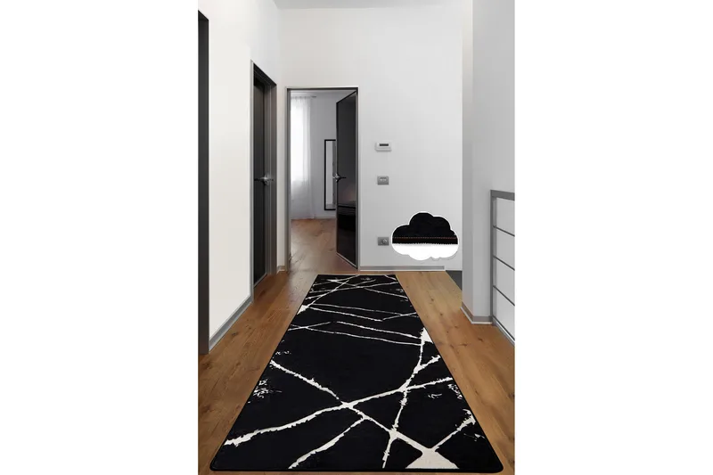 Jassi Gångmatta 80x300 cm Rektangulär, Svart