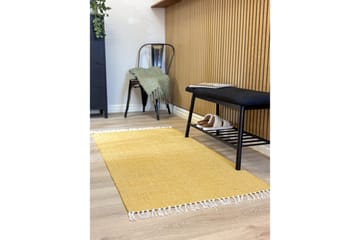 Garnmatta Line - 75x220 cm, Gul - Textil & mattor - Mattor - Modern matta - Bomullsmatta