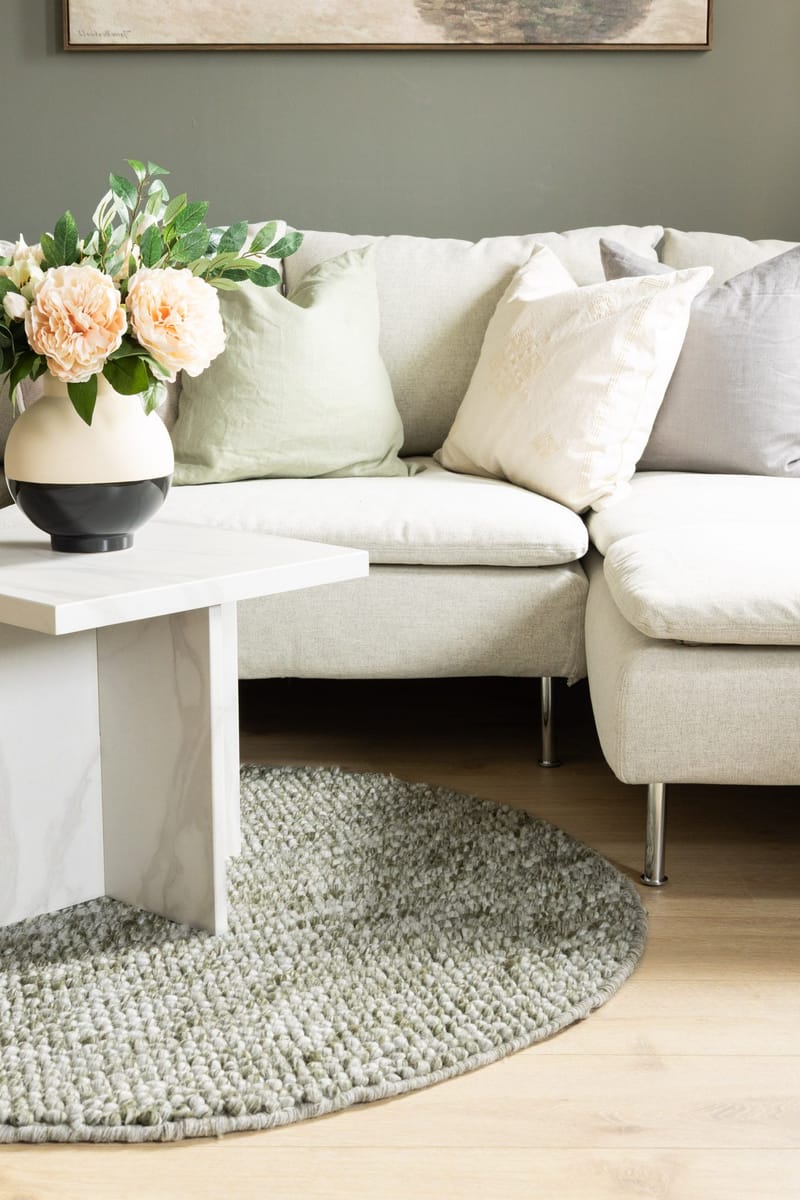 Handvävd Matta Bubble Rund 120 cm - Olivgrön - Textil & mattor - Mattor - Modern matta - Ullmatta