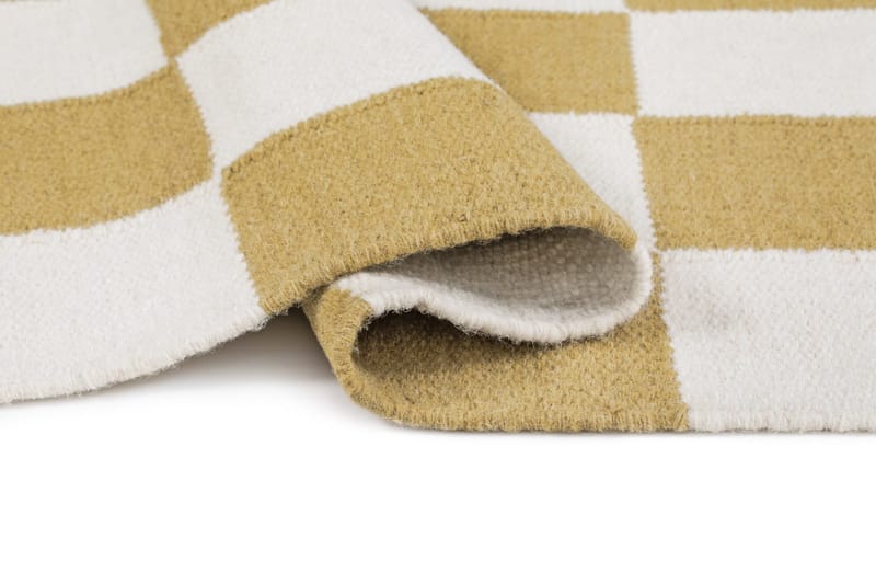 Handvävd Matta Nordic Check 140x200 cm - Lejongul - Textil & mattor - Mattor - Modern matta - Ullmatta