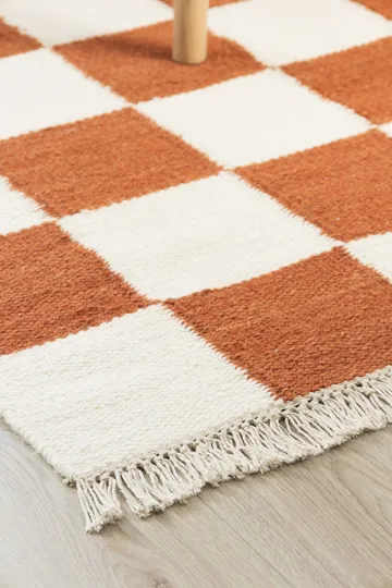 Handvävd Matta Nordic Check 160x230 cm - Terracotta - Textil & mattor - Mattor - Modern matta - Ullmatta