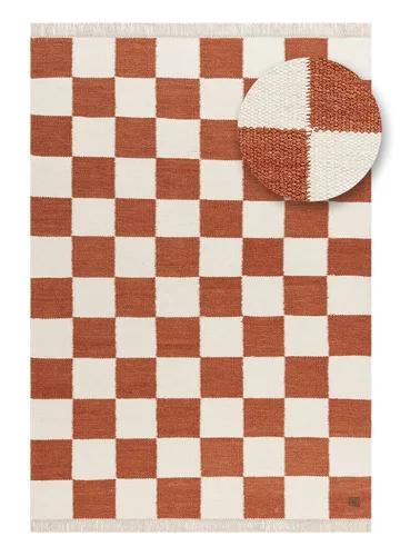 Handvävd Matta Nordic Check 160x230 cm - Terracotta - Textil & mattor - Mattor - Modern matta - Ullmatta
