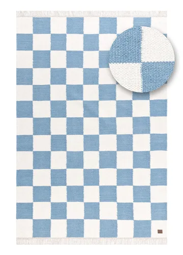 Handvävd Matta Nordic Check 200x300 cm - Duvblå - Textil & mattor - Mattor - Modern matta - Ullmatta