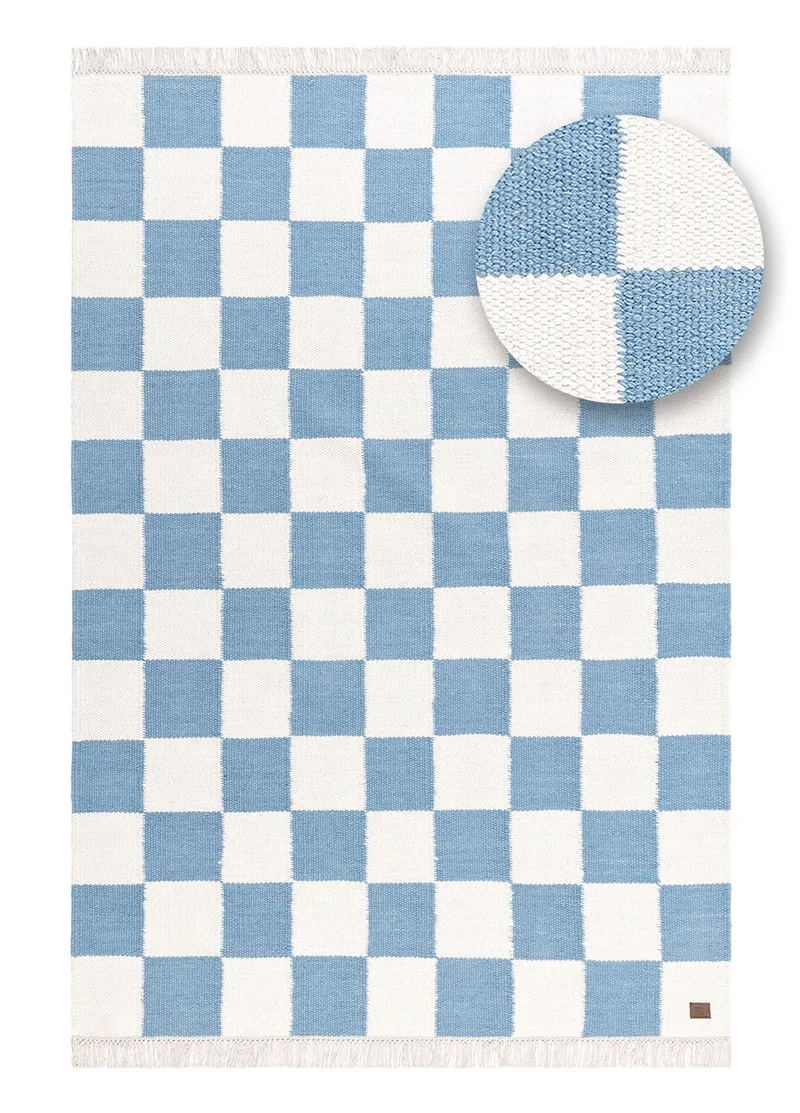 Handvävd Matta Nordic Check 200x300 cm - Duvblå - Textil & mattor - Mattor - Modern matta - Ullmatta