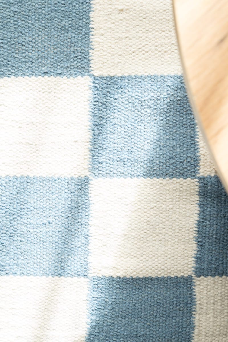 Handvävd Matta Nordic Check 200x300 cm - Duvblå - Textil & mattor - Mattor - Modern matta - Ullmatta