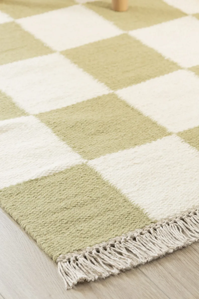 Handvävd Matta Nordic Check 200x300 cm - Grön - Textil & mattor - Mattor - Modern matta - Ullmatta