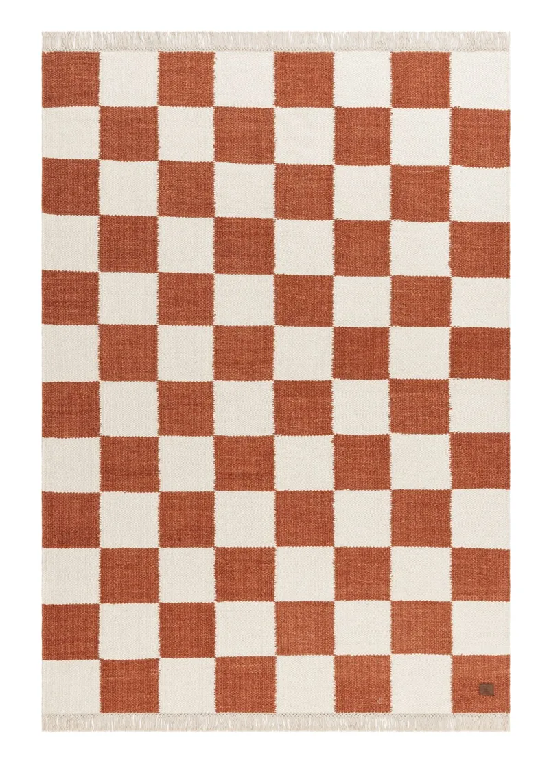 Handvävd Matta Nordic Check 240x340 cm, Terracotta