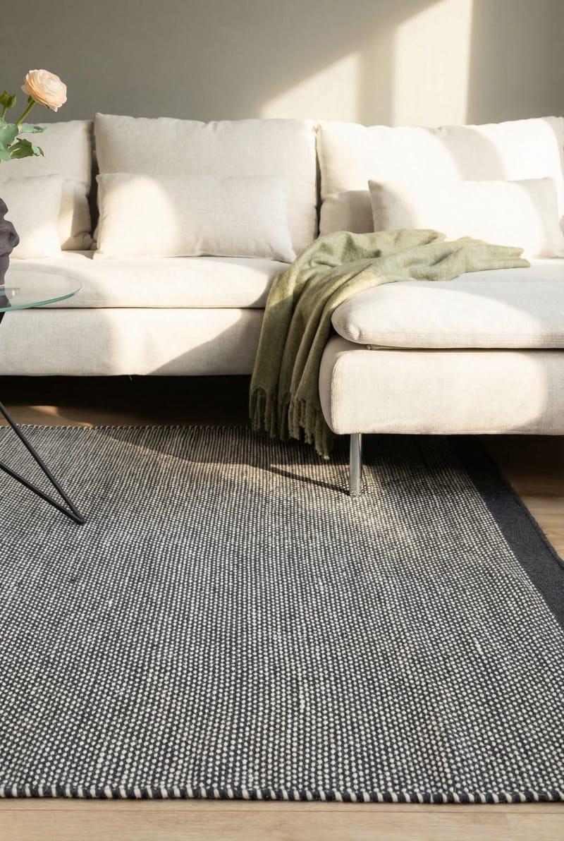 Handvävd Matta Sandhamn Kvadratisk 200x200 cm - Indigoblå - Textil & mattor - Mattor - Modern matta - Ullmatta