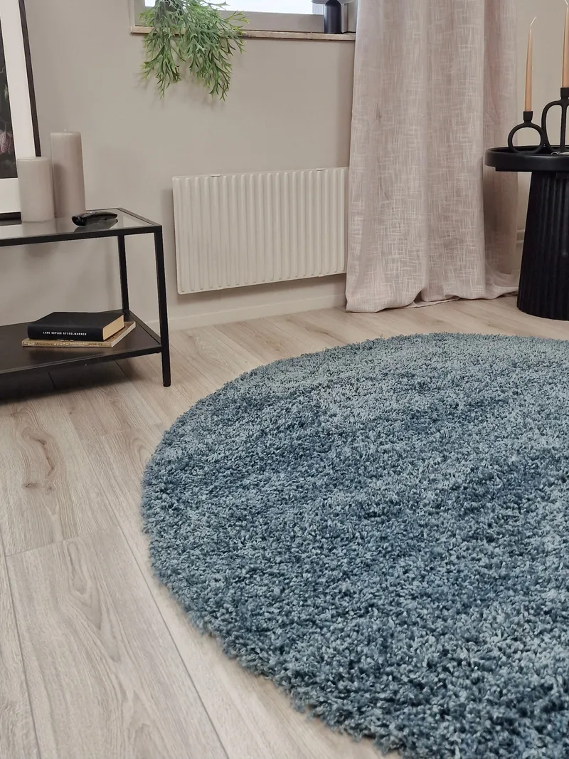 Lounge Ryamatta 240 cm Rund - Petrolblå - Textil & mattor - Mattor - Modern matta - Ryamatta & luggmatta
