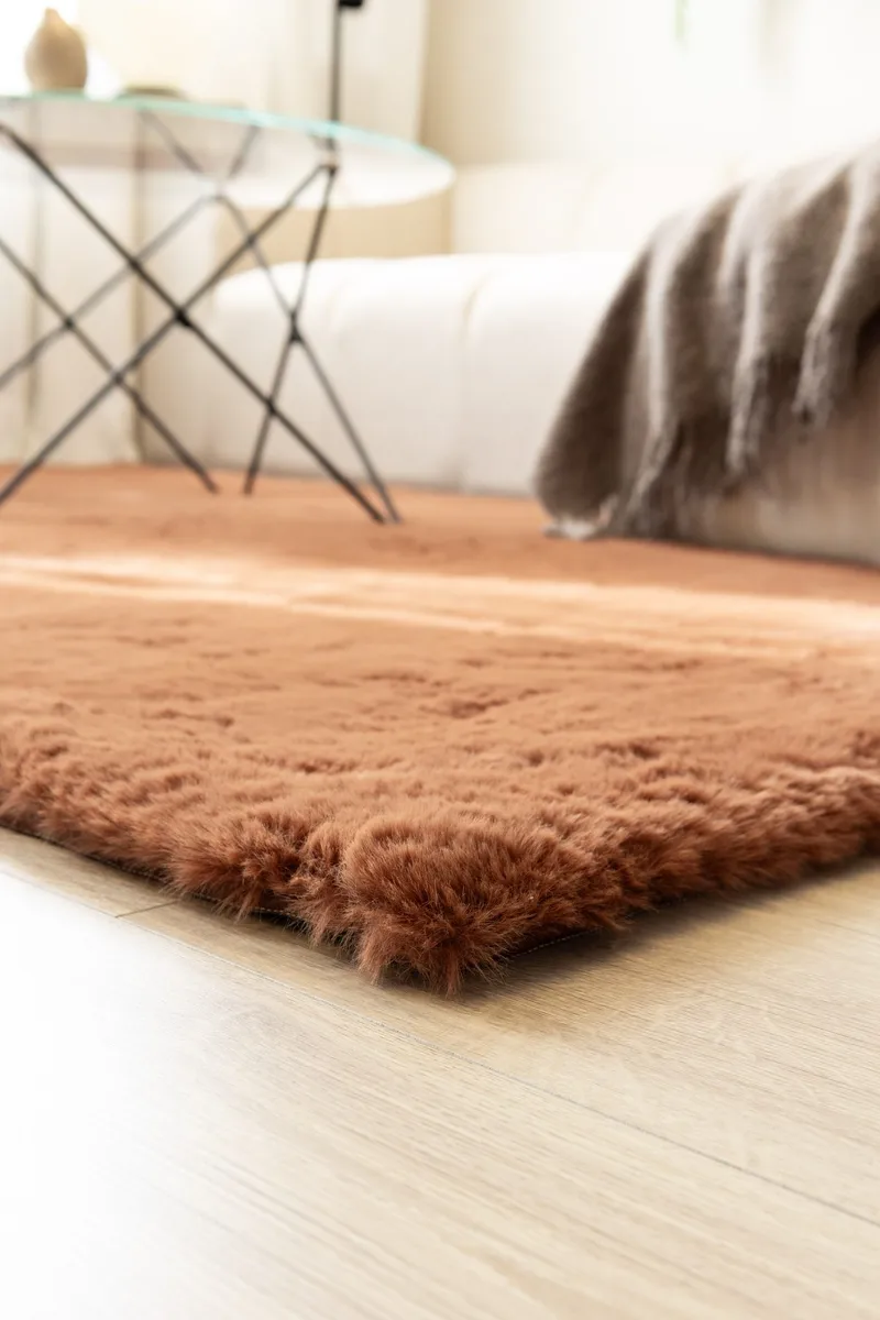Maskinvävd Matta Heaven Deluxe kvadratisk 200x200 cm - rost - Textil & mattor - Mattor - Modern matta - Ryamatta & luggmatta