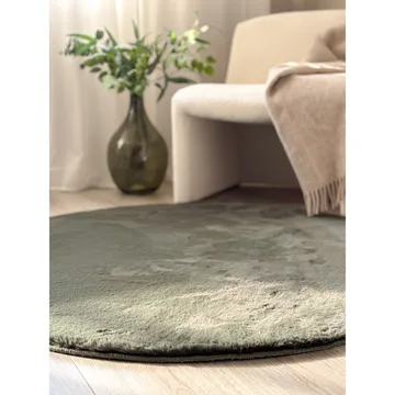 Ryamatta Heaven Rund - 200x200 cm, Grön - Textil & mattor - Mattor - Modern matta - Ryamatta & luggmatta