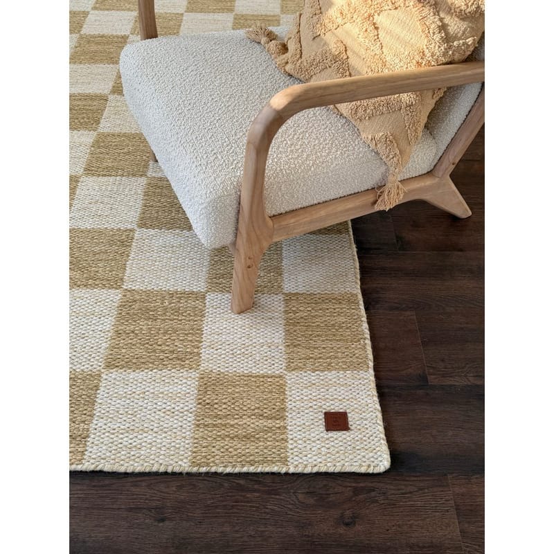 Ullmatta Chessie Kvadrat - 200x200 cm, Ockragul - Textil & mattor - Mattor - Modern matta - Ullmatta